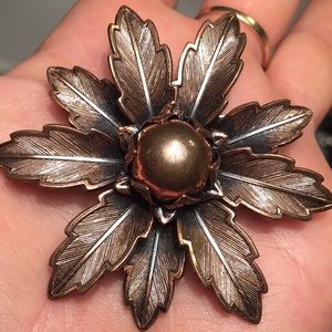 Vintage Bell Copper leaf brooch